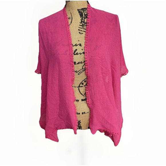 Anna & Ava Other - Anna & Ava Women's Swim Cover‎ Up Kimono One Size OSFA Hot Pink Sheer Beach
